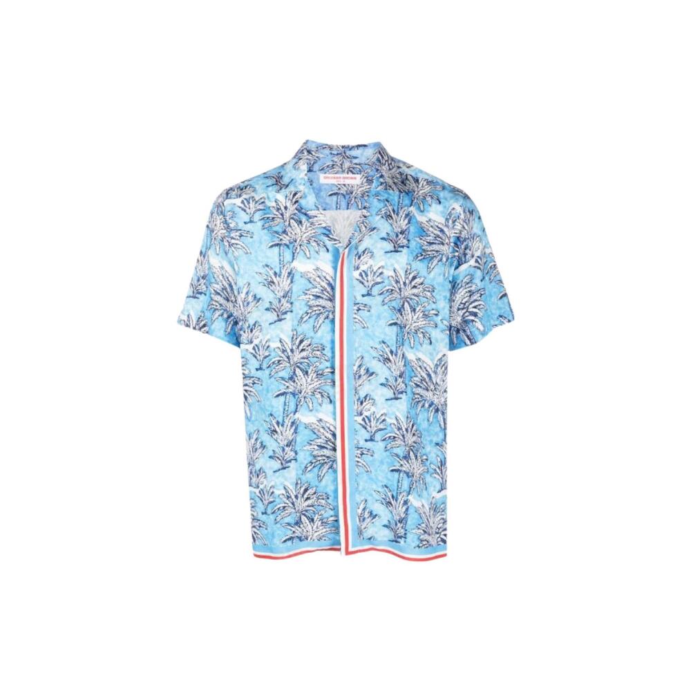 NEW ORLEBAR BROWN boy's pedro palm border top in bright wish blue